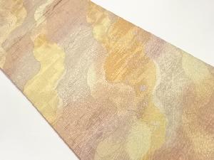 道長取りに草花・鳥・流水模様織出し袋帯